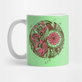 Pink Mint Skull and Dreamcatcher Circle Mug